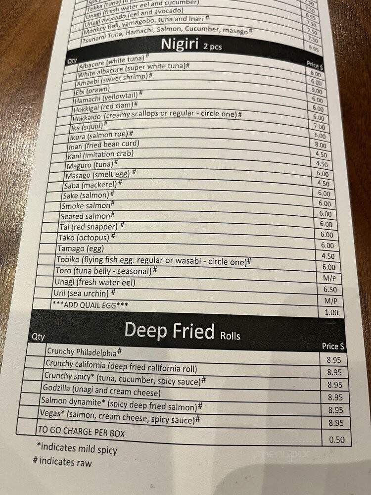 Mojo's Sushi Bar - Portland, OR menu_pic
