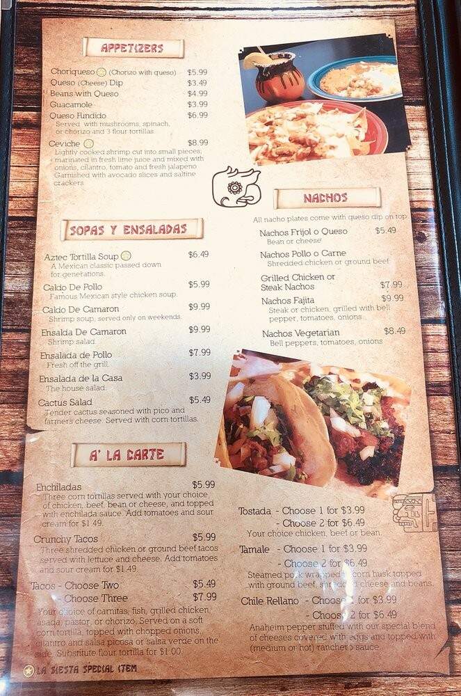 La Siesta Mexican Cuisine - Columbia, MO menu_pic