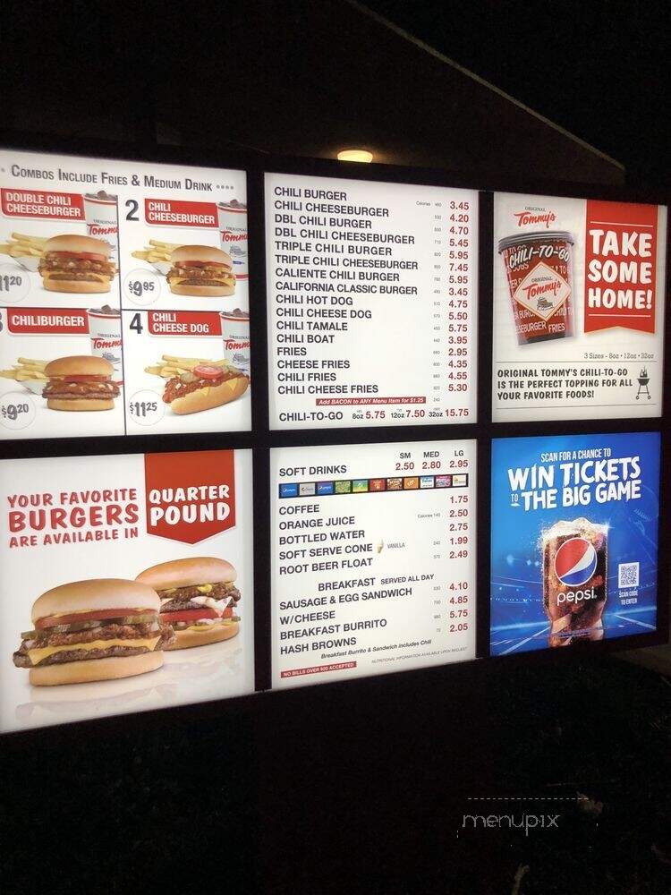 Tommy's Original Hamburgers - Lake Forest, CA menu_pic