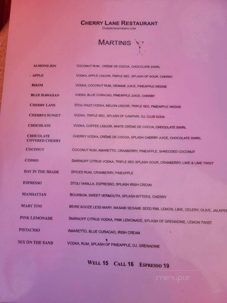 Cherry's On The Bay Incorporated - Cherry Grove, NY menu_pic