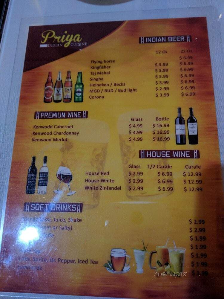 Priya Indian Cuisine - Redding, CA menu_pic