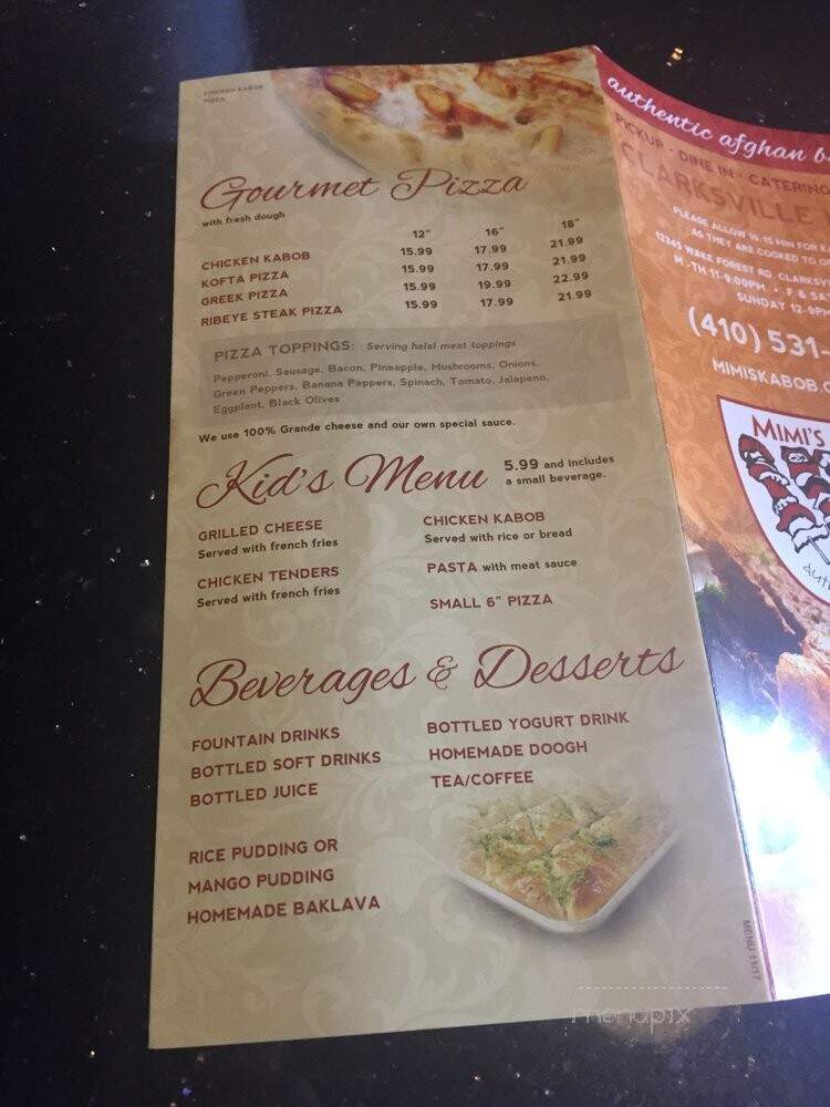 Mimi's Kabob - Clarksville, MD menu_pic