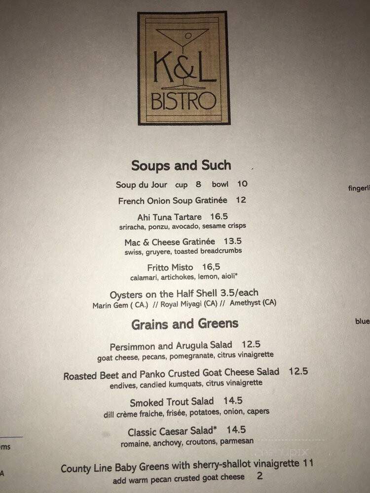 K & L Bistro - Sebastopol, CA menu_pic