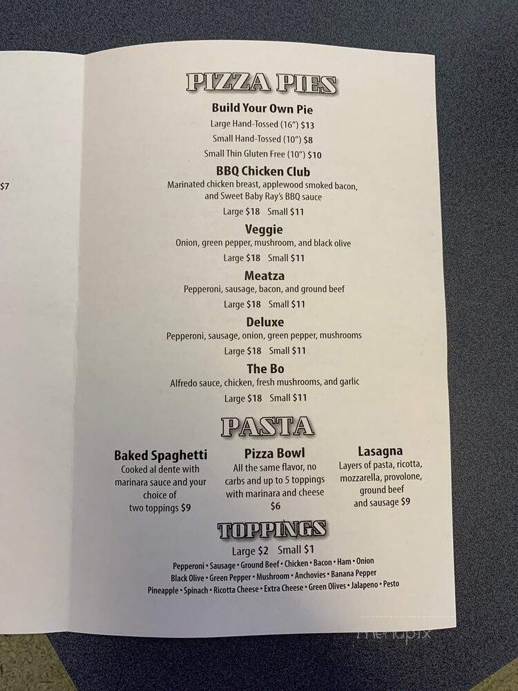 Billy's Pizza - Seymour, IN menu_pic