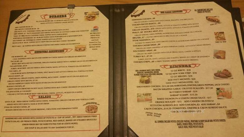 Abraham Bar & Grill - Rochelle, IL menu_pic