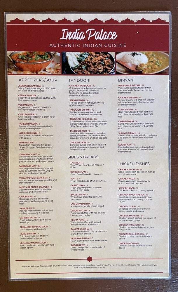 India Palace - Montgomery, AL menu_pic