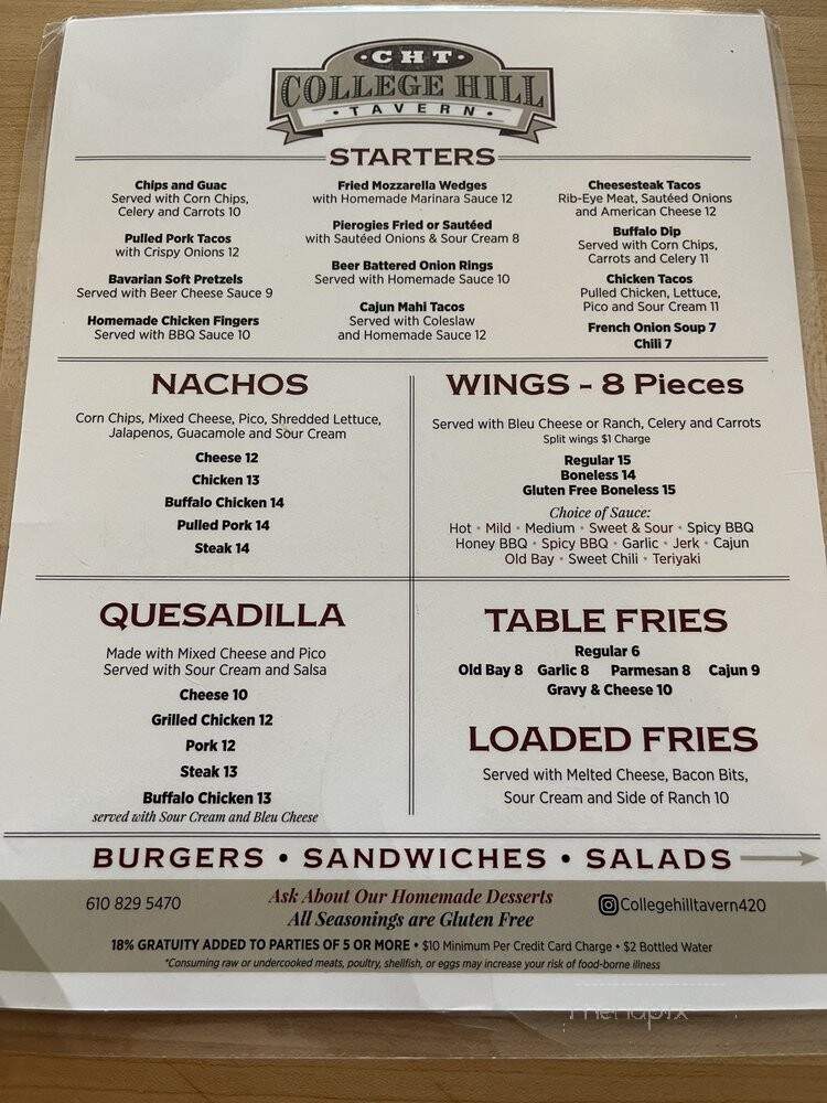 College Hill Tavern - Topeka, KS menu_pic