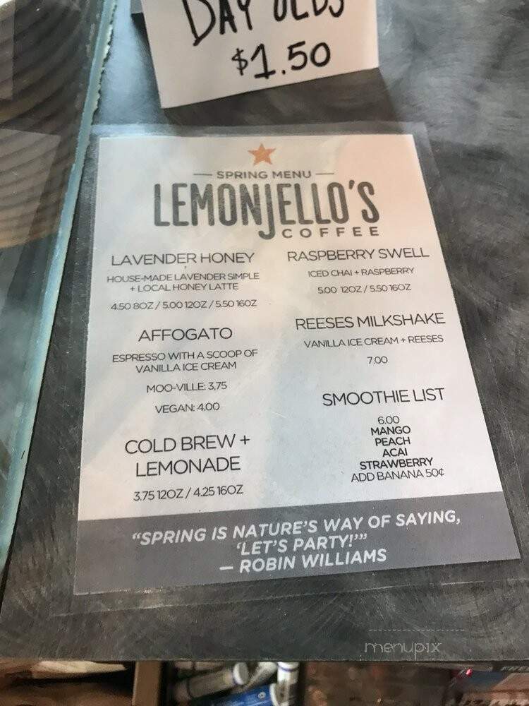 Lemonjello's Coffee - Holland, MI menu_pic