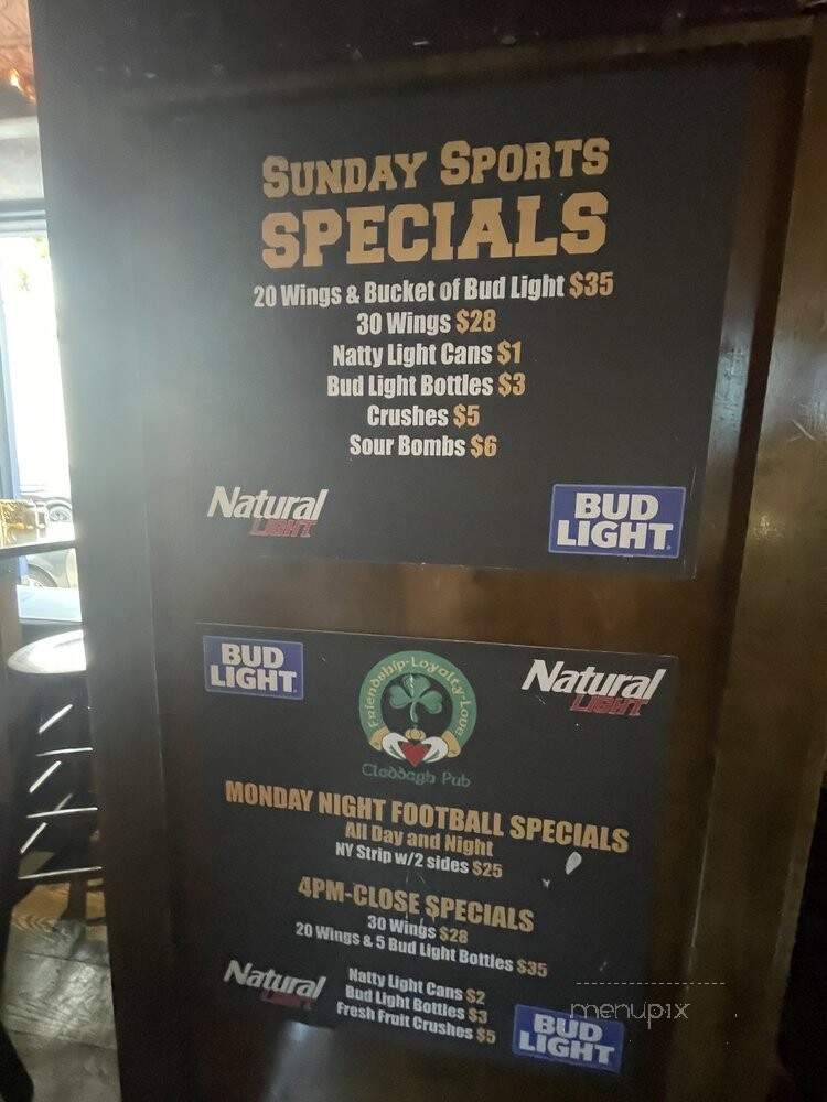 Claddagh Pub - Baltimore, MD menu_pic