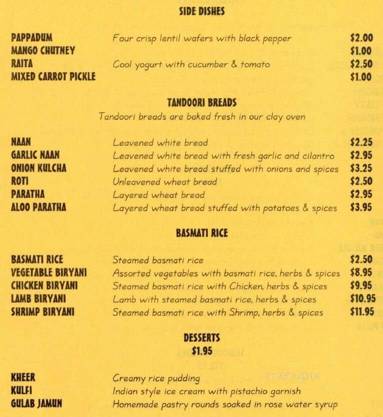 Natraj's Tandoori Indian Food - Irvine, CA menu_pic