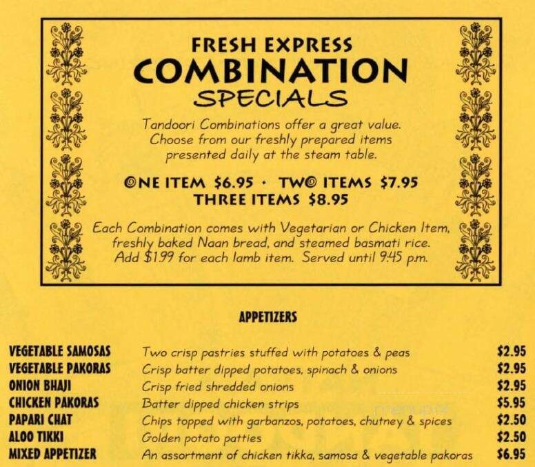 Natraj's Tandoori Indian Food - Irvine, CA menu_pic