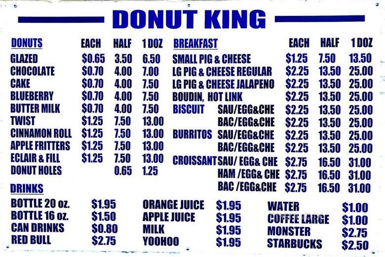 Donut King - Longview, TX menu_pic