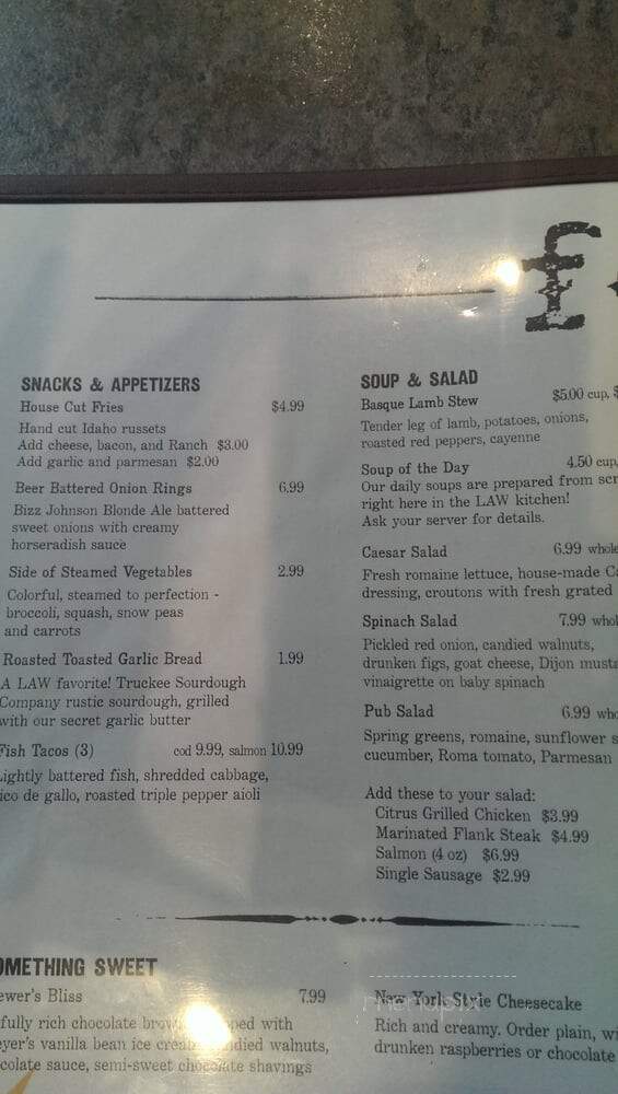 Pioneer Saloon - Susanville, CA menu_pic