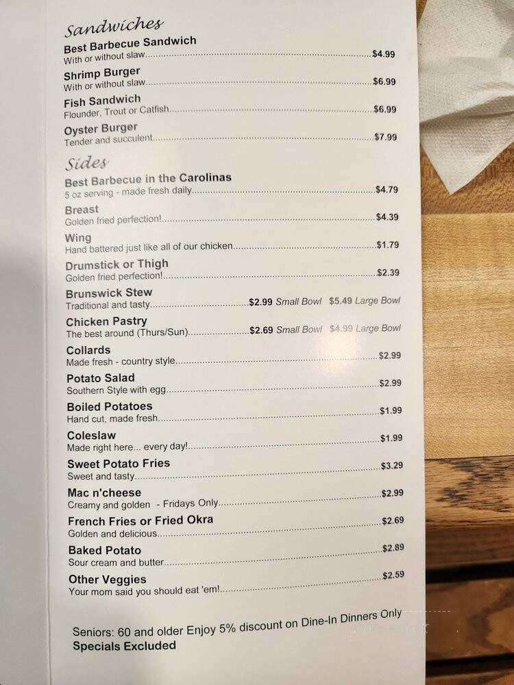 Barbecue Lodge of Garner - Garner, NC menu_pic