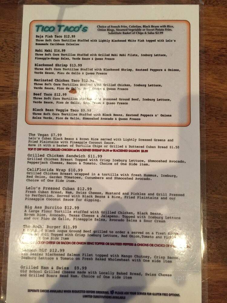 LLu Coffee Lounge - Sarasota, FL menu_pic