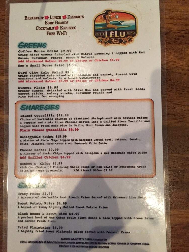 LLu Coffee Lounge - Sarasota, FL menu_pic
