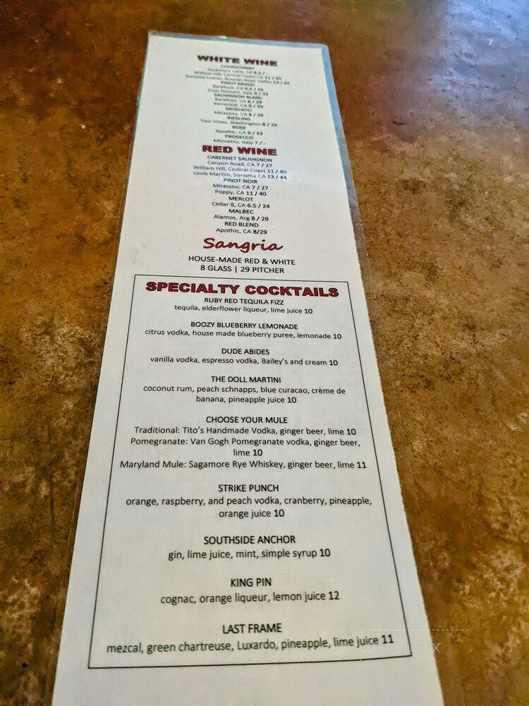 Mustang Alley's - Baltimore, MD menu_pic