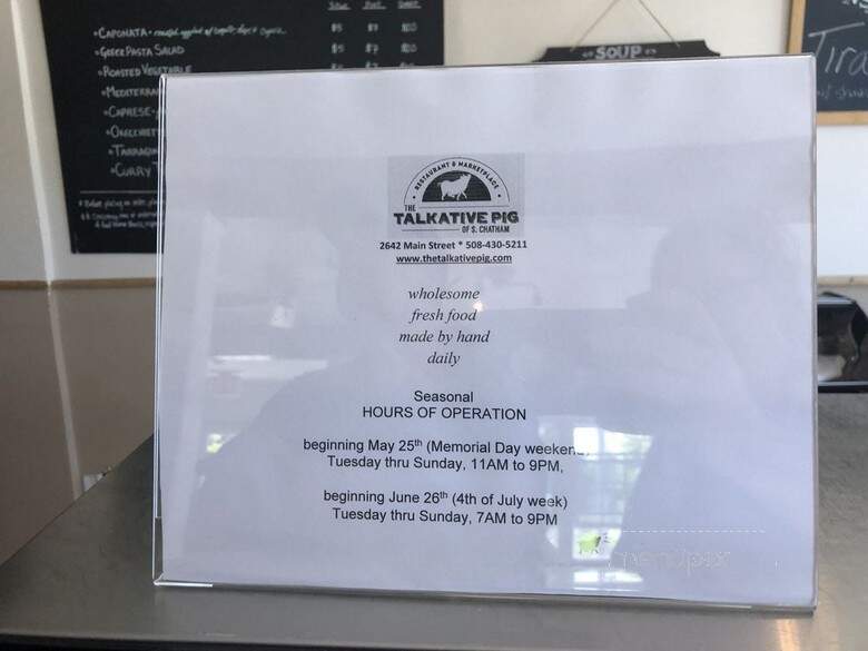 Talkative Pig - South Chatham, MA menu_pic