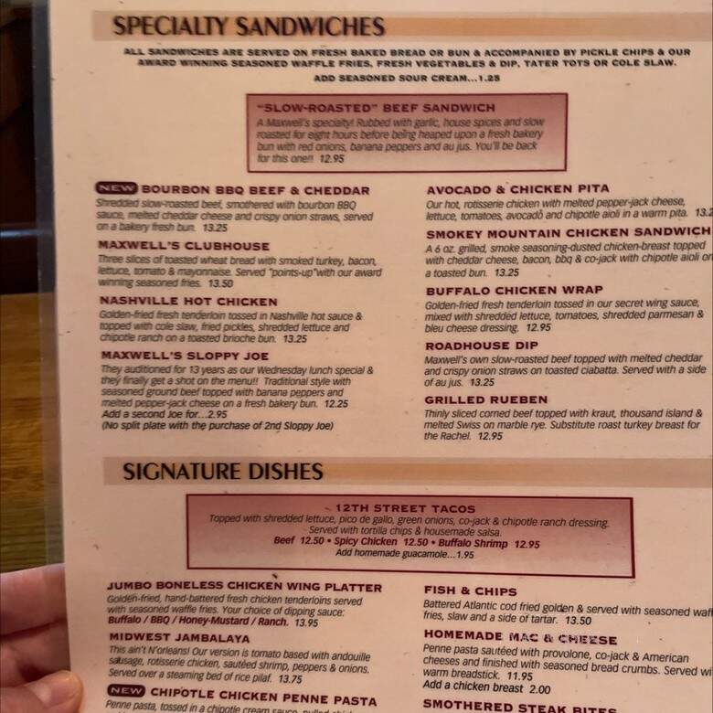 Maxwell's Pub - Pittsburgh, PA menu_pic