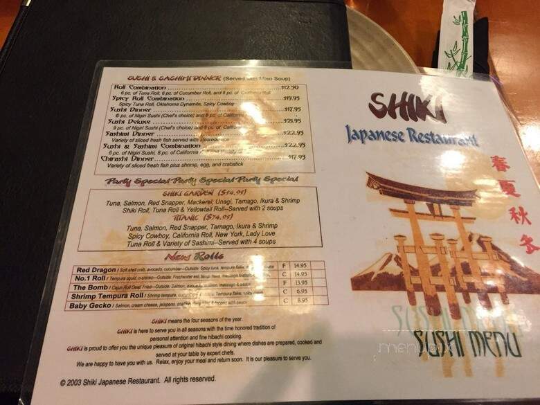 Shiki - Oklahoma City, OK menu_pic