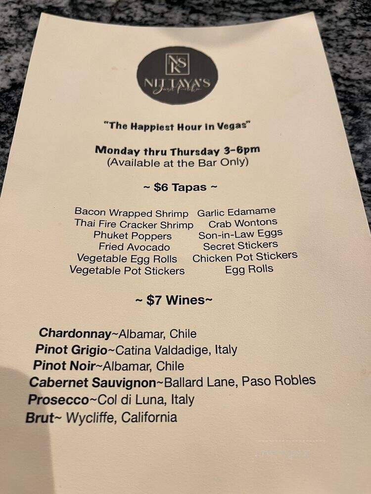 Nittaya's Secret Kitchen - Las Vegas, NV menu_pic