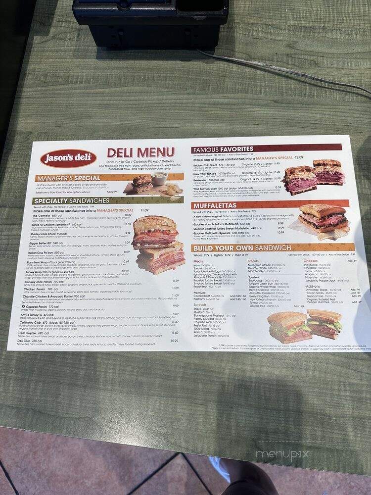Jason's Deli - Nashville, TN menu_pic