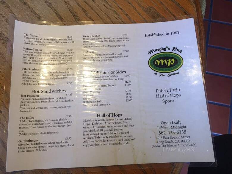 Murphy's Pub & Patio - Long Beach, CA menu_pic