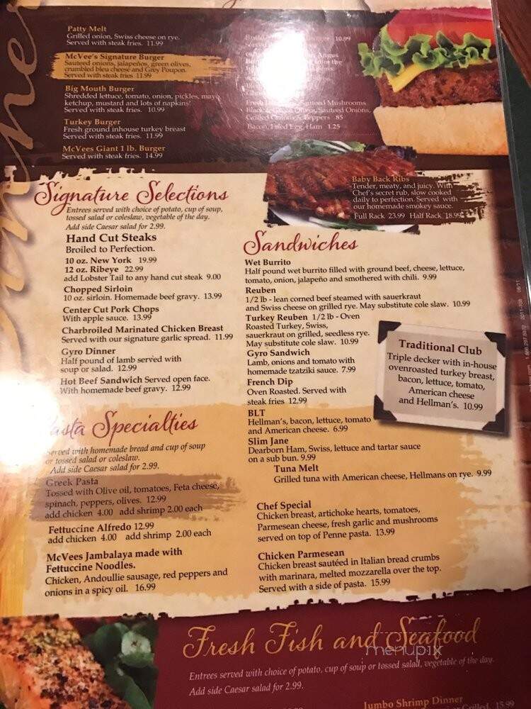 Mc Vee's - Southfield, MI menu_pic