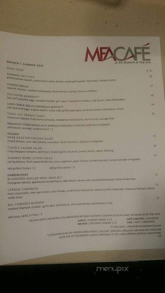 M.F.A. Cafe - St Petersburg, FL menu_pic