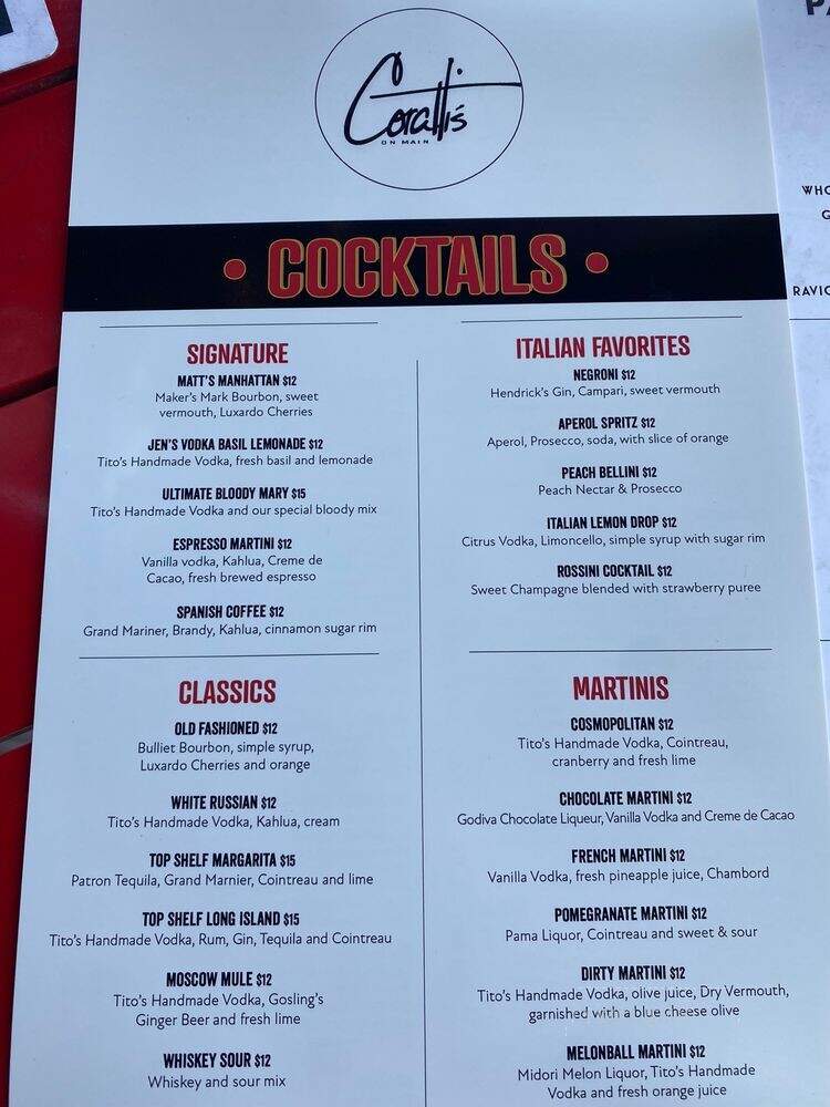 Coratti's on Main - Milford, MI menu_pic
