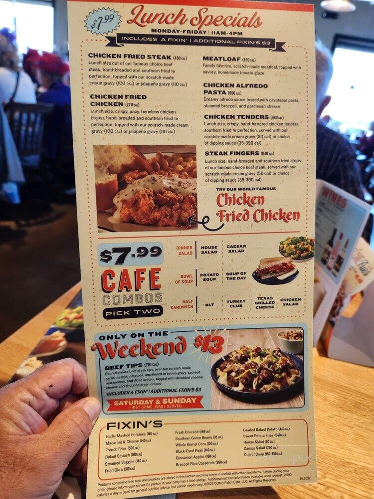 Cotton Patch Cafe - Bryan, TX menu_pic