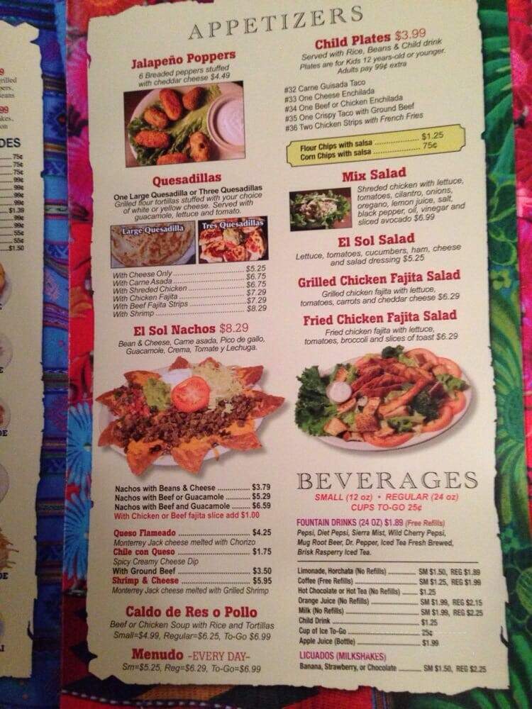 El Sol de Mexico - Corpus Christi, TX menu_pic
