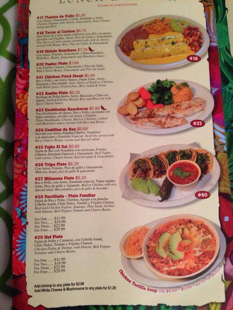 El Sol de Mexico - Corpus Christi, TX menu_pic