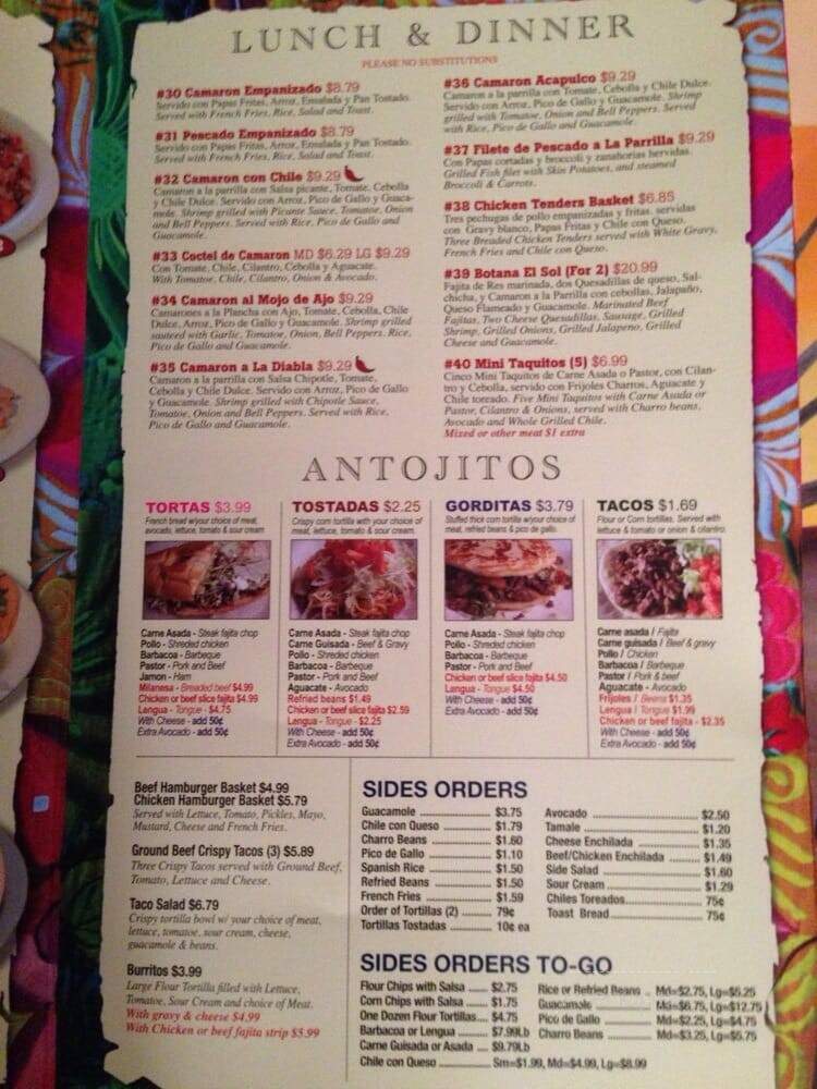 El Sol de Mexico - Corpus Christi, TX menu_pic