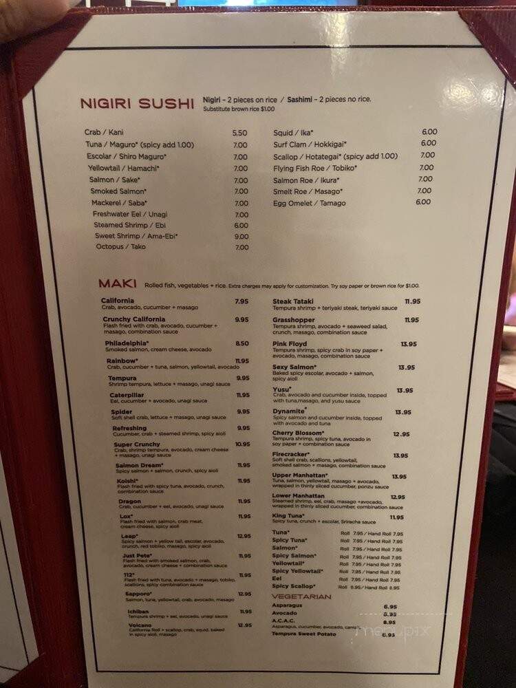 Room 112 - Charlotte, NC menu_pic