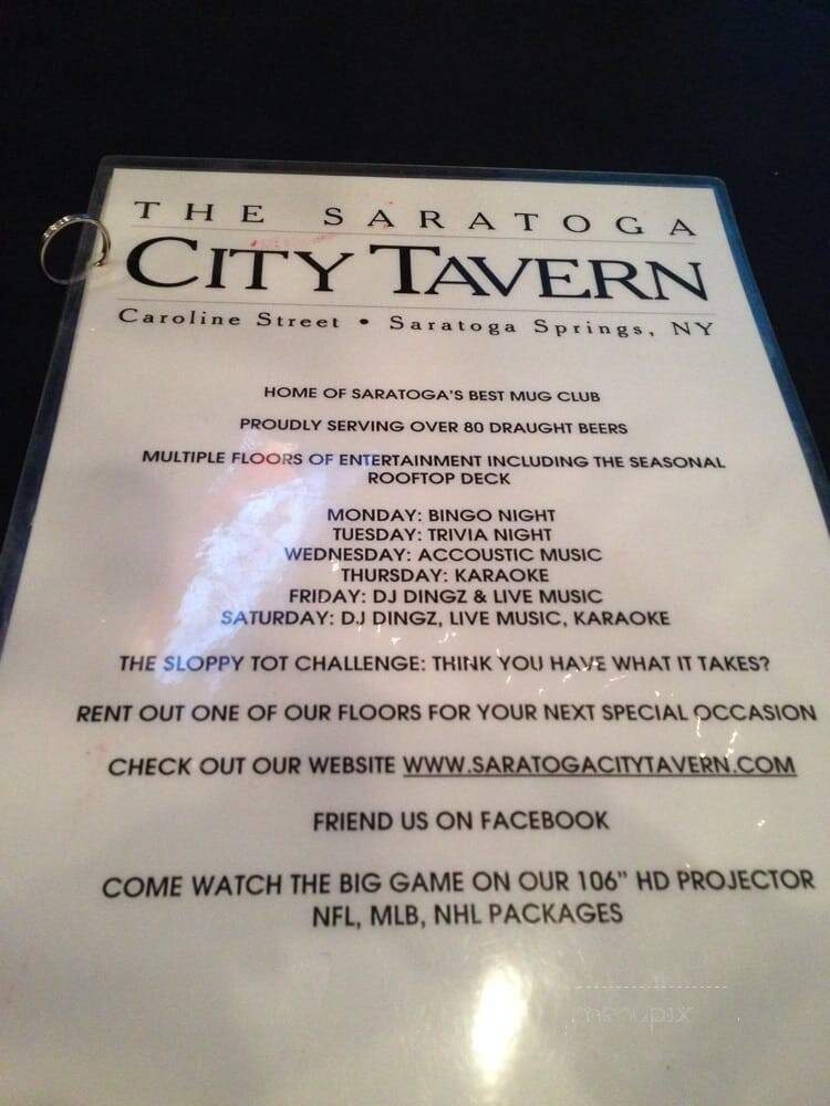 Saratoga City Tavern - Saratoga Springs, NY menu_pic