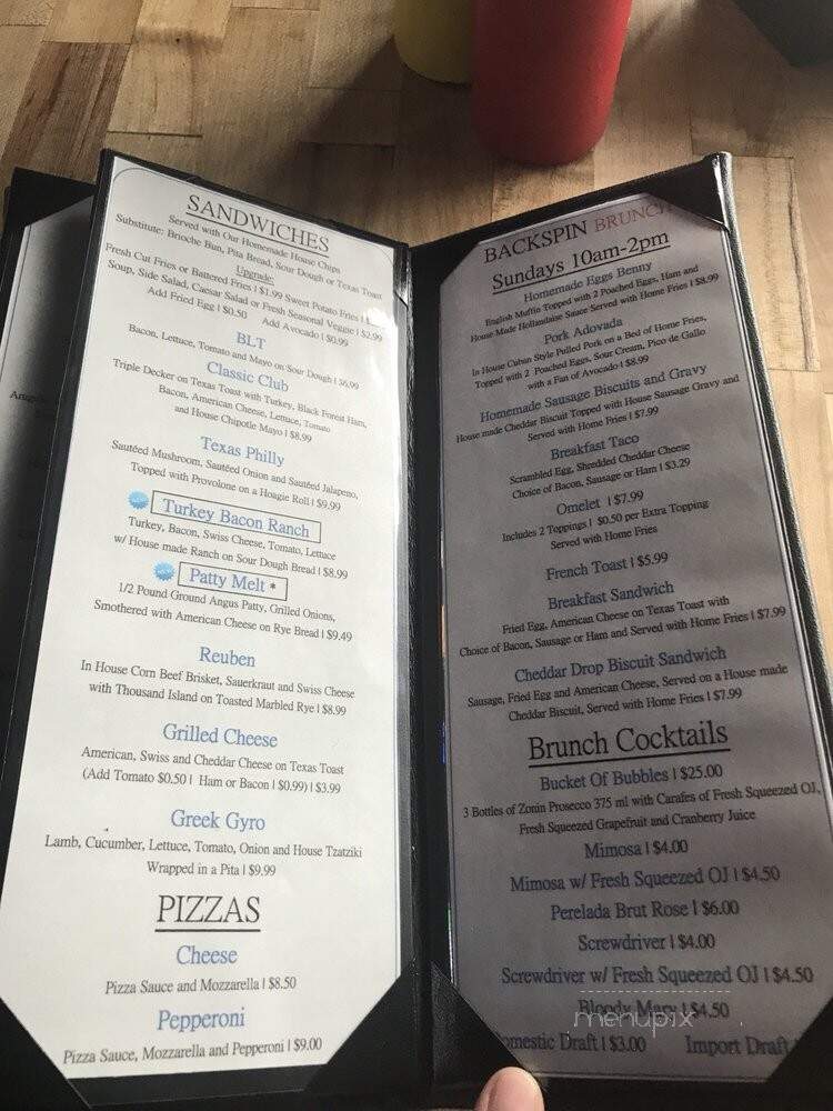 BackSpin Texas Sports Bar & Grill - Austin, TX menu_pic