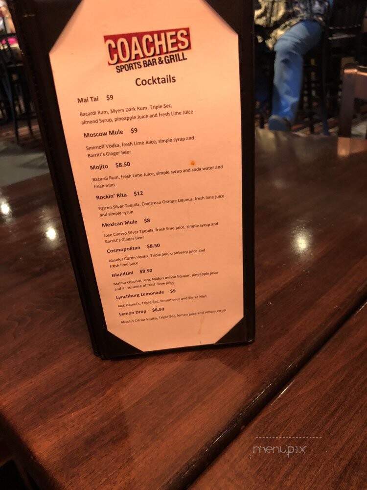 Coaches Sports Bar and Grill - Chicago, IL menu_pic