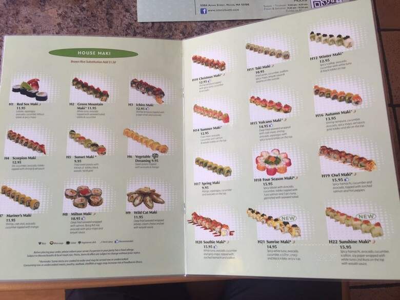 Ichiro Sushi - Milton, MA menu_pic
