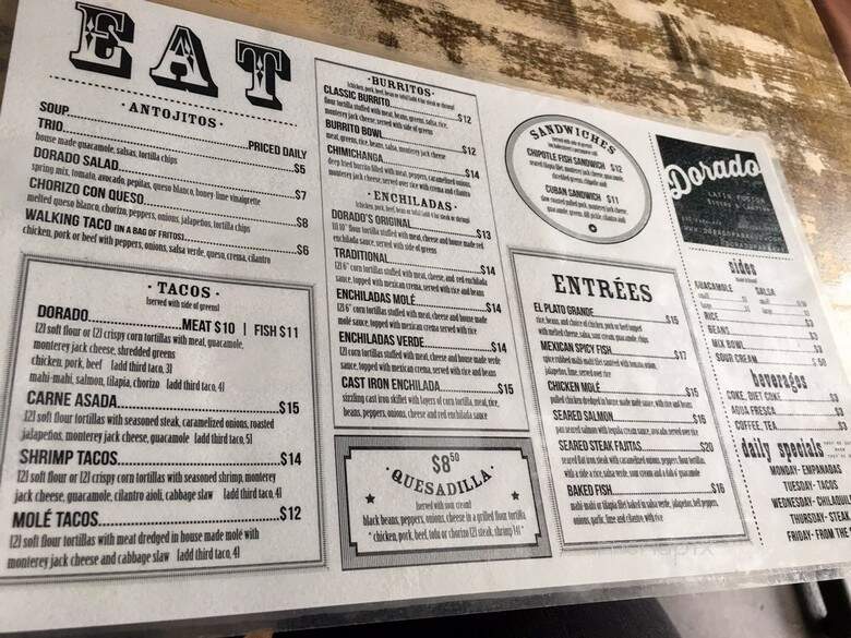 Dorado - Rochester, NY menu_pic
