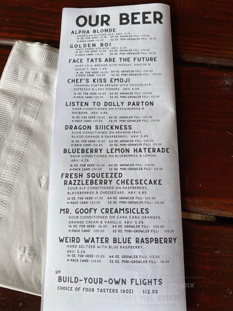 Morgantown Brewing Company - Morgantown, WV menu_pic