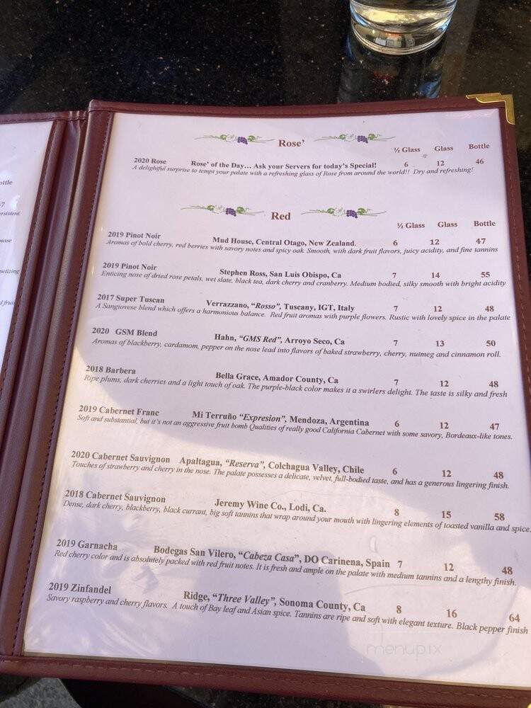 Tessora's Barra di Vino - Campbell, CA menu_pic
