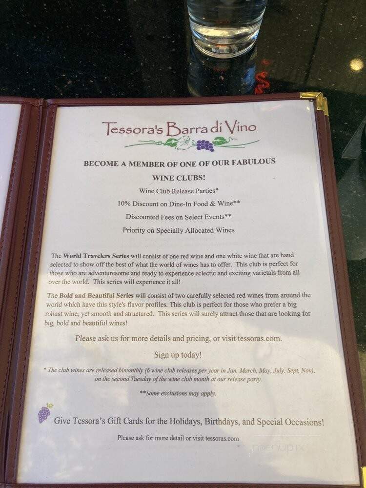 Tessora's Barra di Vino - Campbell, CA menu_pic