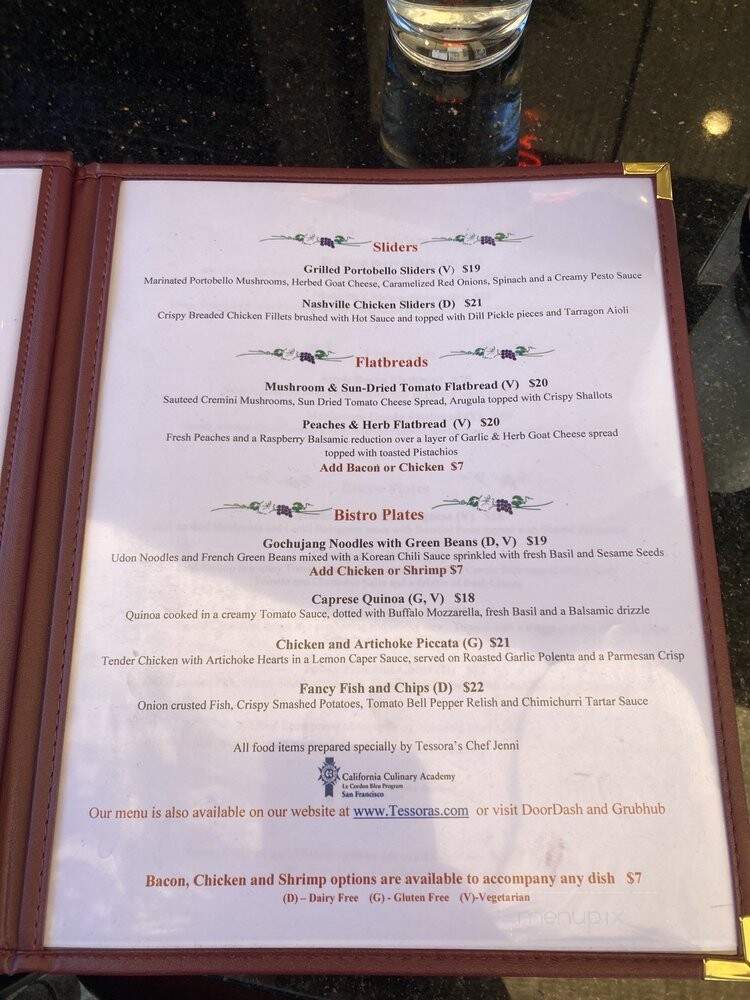 Tessora's Barra di Vino - Campbell, CA menu_pic