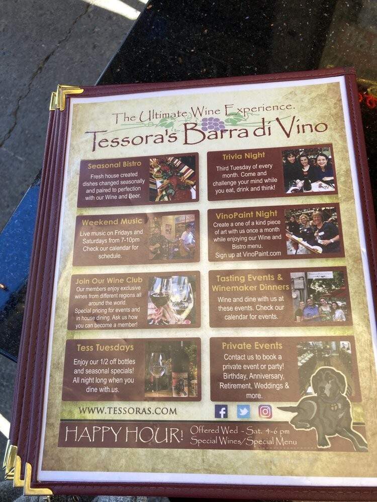 Tessora's Barra di Vino - Campbell, CA menu_pic
