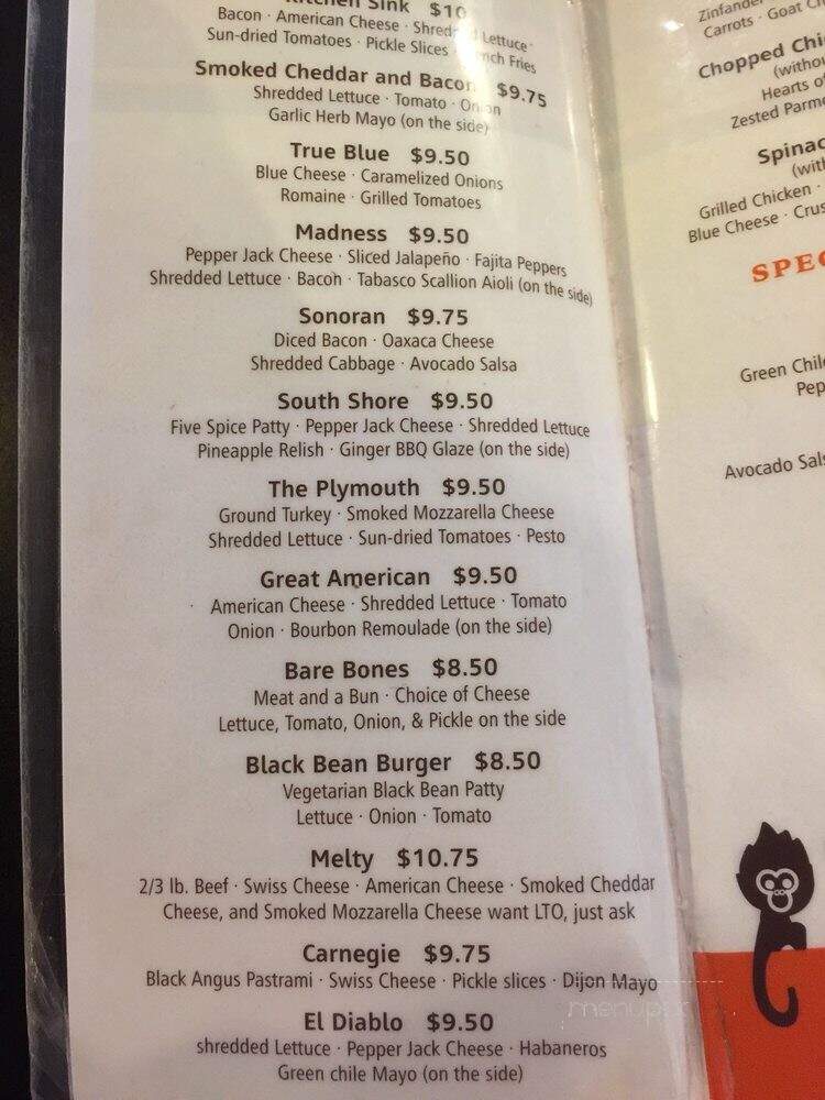 Monkey Burger - Tucson, AZ menu_pic