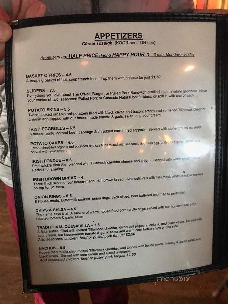 Biddy McGraw's - Portland, OR menu_pic