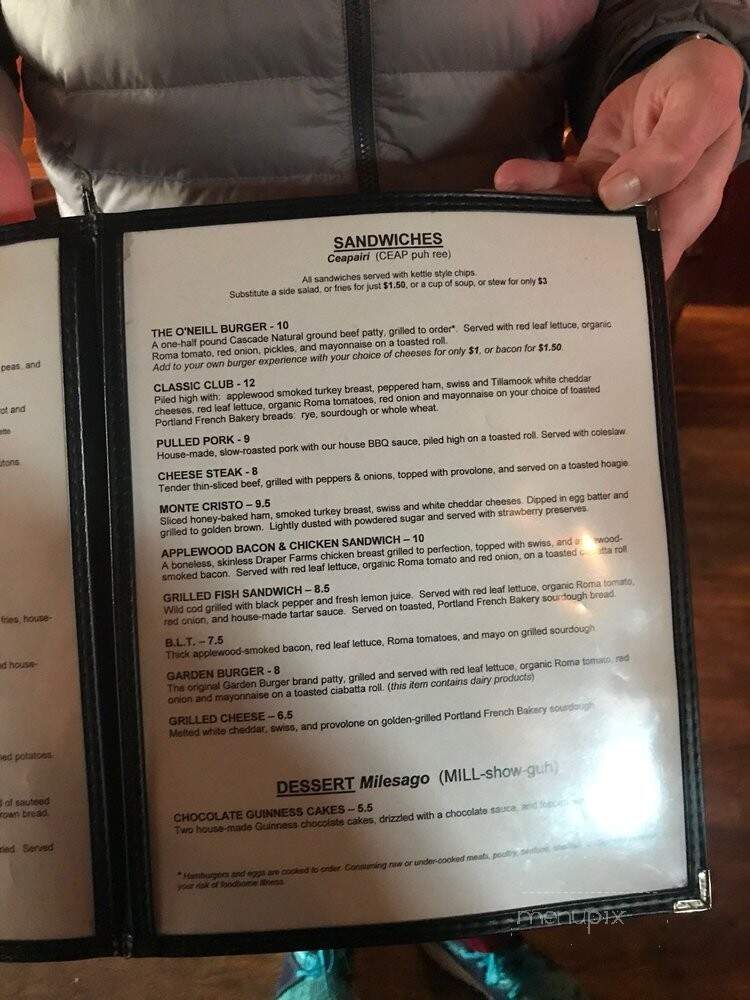 Biddy McGraw's - Portland, OR menu_pic