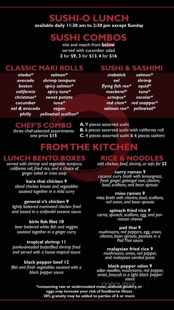 Sushi-O - Midlothian, VA menu_pic
