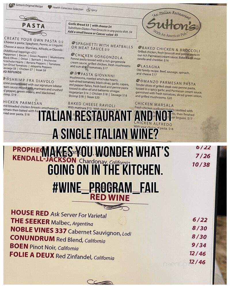 Sutton's - Lexington, KY menu_pic